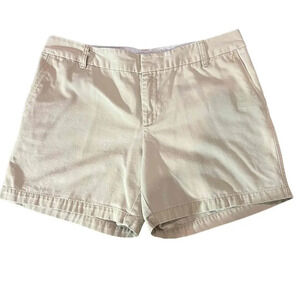 Liz Claiborne Audra‎ Bermuda Chino Shorts Beige Cotton Twill Size 14 Petite